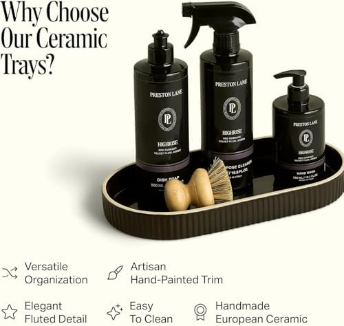 Preston Lane Ceramic Vanity Tray for Bathroom Countertop, Large, Ink - Image 3