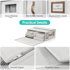 6 Pack Foldable Bed Sheets Set Organizers and Storage(Cal King Size),Linen Fabric Closet Organizers with Window,Folding Bedding Storage Box for Bedsheets and Pillow Cube Organizer-White - Image 5