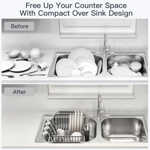 MAJALiS Expandable Dish Drying Rack Over Sink with Extra Drainboard - Image 2