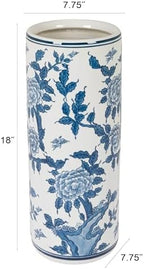 Creative Co-Op Blue and White Ceramic Umbrella Stand - Image 2