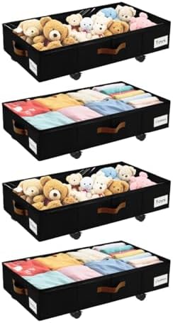 Under Bed Storage with Wheels, Dorm Room Organizer for Clothes Shoes Toys by VatFottUS
