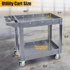 Utility Rolling Tool Cart, 40 x 17-Inch Plastic Rolling Carts, Huge Storage W/Deep 2-Shelf Heavy Duty Service Cart with Wheels, 550 lbs Capacity Organizer for Garage, Warehouse, Workshop - Image 3