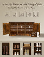 DINZI LVJ Shoe Storage Bench with Cushion, Door, Rustic Brown 39.4"LX21.5"H - Image 3