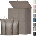 Lifewit 185L 3 Section Laundry Hamper with Lid, Laundry Basket, Brown by Lifewit