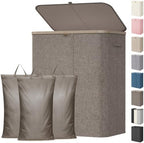 Lifewit 185L 3 Section Laundry Hamper with Lid, Laundry Basket, Brown by Lifewit