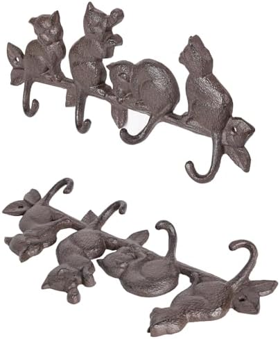 Sungmor Vintage Cast Iron Cats Coat Hook with 4 Hooks - Image 5