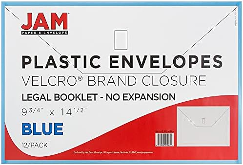 JAM PAPER Plastic Envelopes with Hook & Loop Closure - Legal Booklet - 9 3/4 x 14 1/2 - Blue - 12/Pack - Image 4