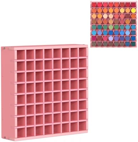 Krafetto 64-Grid Paint Organizer for 2 Oz Bottles, Wall Mount, Pink by Krafetto