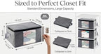 Storage Clothes Bins Closet Bags - 35L Containers Organizer Boxes Clothing Bin Organization for Organizing Blanket Pillow Sheet Sweater, Foldable Bedroom Small Storage Totes With Lids Zipper, 6pc Pack - Image 2