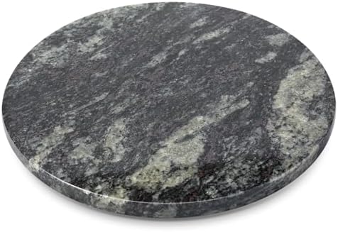 Koville 12'' Black Marble Lazy Susan for Dinning, Marble Turntable for Kitchen Counter, Lazy Susans Organizer for Cabinet, Serving Rotation Spinning Tabletop Organizer Swiveling, Spice Rack Storage by Koville
