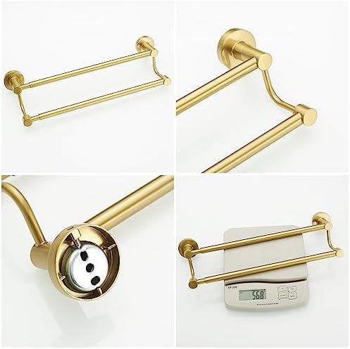 BESy Double Towel Bar Towel Rack for Bathroom Wall Mounted Brushed Gold - Image 4