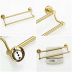 BESy Double Towel Bar Towel Rack for Bathroom Wall Mounted Brushed Gold - Image 4
