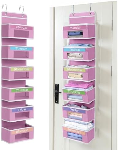 Weekly Clothes Organizer for Kids, Monday through Friday Clothing, 6 Shelf by Houseables