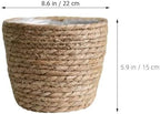 Healeved Hand Woven Planter Basket with Liner Rustic Straw Flower Pot for Indoor Outdoor Plants Balcony Living Room Decor 7.8X9.75X7.8 Inches - Image 4