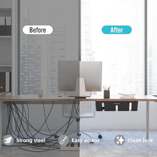Under Desk Cable Management Tray,17" Cable Organizer,Power Strip Holder - Image 3