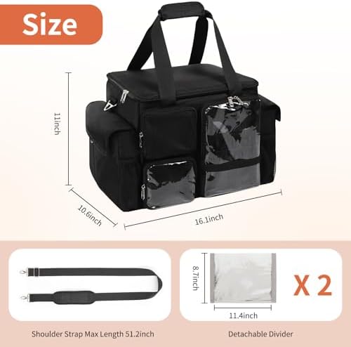 Large Hairstylist Traveling Bag, Hair Tool Organizer with Removeable Dividers, Hairdresser Hair Tools Travel Bag with Multi Pockets, Professional Makeup Artist Bag with Shoulder Strap - Image 5