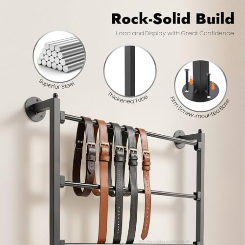5-Tier Wall Mounted Scarf Rack, Metal Ribbon Organizer Towel Holder, Space-Saving Display for Ties Scarves Wrapping Paper for Home, Flower Shop (Black) - Image 3