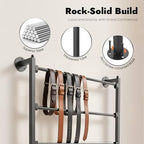 TFCFL 5 Tier Wall Mounted Scarf Rack, Retail Display Tie & Scarf, Belt Towel Hold, Ribbons Rack, Space-Saving Wrapping Paper Organizer Ribbon Holder (Black) - Image 2