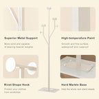 JIAYUEJU Freestanding Coat Rack Marble Base Coat tree Heavy Duty(White) | Tree-shaped Easy Assembly Space Saver Metal Frame 8 Hooks for Entryway Bedroom Living Room Office Corner - Image 3