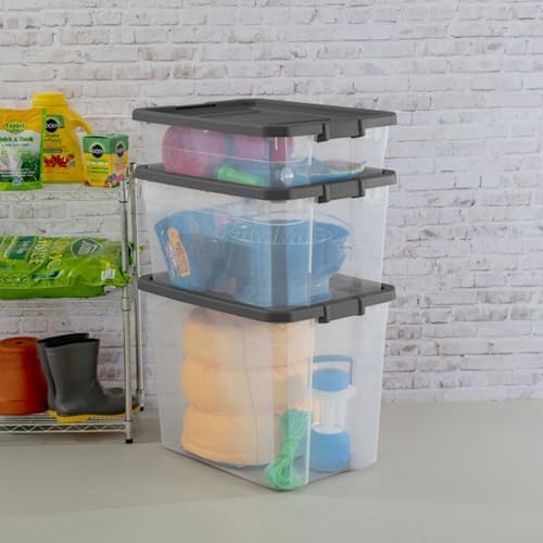 Sterilite 16-Pack Modular Stacker Box, Durable Clear Plastic Storage Bins with Latching Lids, 108 Quart - Stackable Organizing Container Boxes for Closet, Bathroom, and Office - Image 6