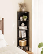 Corner Shelf, 5 Tier Corner Bookshelf, Display Corner Shelf Stand with Storage Rack, Wall Corner Bookshelf for Living Room, Bedroom, Office, Black - Image 4