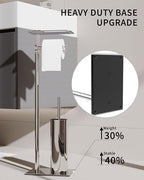 Toilet Paper Holder Stand, Free Standing Toilet Paper Holder with Shelf for Bathroom, Stainless Steel Chrome Toilet Tissue Holder with Brush and Holder Set, Weighted Base - Image 5