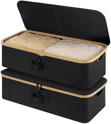 StorageWorks 7" Low Profile Underbed Storage Containers with Bamboo Frame by StorageWorks