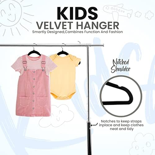 Utopia Home Kids Velvet Hanger 150 Pack – 11" Premium Baby Hangers - Black - Image 3