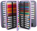 Vomgomfom 300 Slots Marker Case 4-Layer PU Leather, Handle, Purple - Image 6