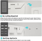 JOMOLA No Drilling File Holder 5 Pack Mail Organizer Wall Mount File Organizer Holder Office Wall Hanging Files Magazines Organizer Plastic Door Mount Wall Pocket with Adhesive Pad, White Color - Image 3
