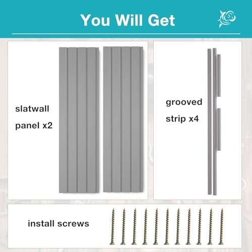 NeatiEase 2 x 4ft Slatwall Panel Wall Storage Systems, Slat Wall Paneling Garage Wall Organizer, Heavy Duty Wall Mounted PVC Wall Rack (Gray) - Image 4