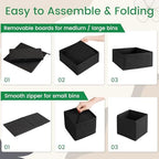 Criusia 16 Pack Underwear Drawer Organizer, Drawer Organizer Clothes, Foldable Cloth Storage Box Closet Dresser Drawer Divider Organizer for Clothes, Scarves (Black) - Image 6