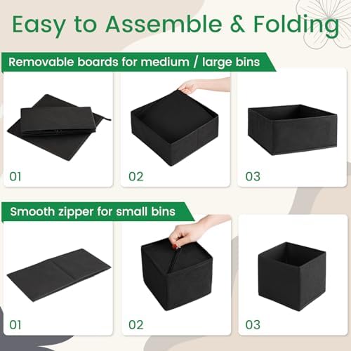 Criusia 16 Pack Underwear Drawer Organizer, Drawer Organizer Clothes, Foldable Cloth Storage Box Closet Dresser Drawer Divider Organizer for Clothes, Scarves (Black) - Image 6