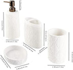 Hymmah Bathroom Accessories Set,Toothbrush Holder,Farmhouse Decor,4 Pcs Resin Gift Apartment Necessities, Contain Toothbrush Cup,Soap Dispenser & Dish,Tumbler - Image 2