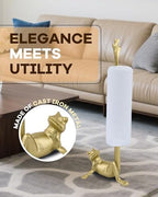 16.5" Golden Frog Paper Towel Holder for Bathroom & Kitchen - Whimsical Cast Iron Free Standing Paper Roll Holder, Decorative Toilet Paper Stand with Weighted Base - Image 5