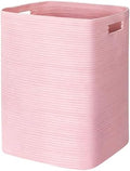 MEGASKET Large Laundry Hamper 16"x13"x22" - Tall Woven Laundry Basket, Cotton Rope Dirty Clothes Hamper, Baby Kids Nursery Wicker Laundry Basket, Bedroom Aesthetic, Soft Laundry Bin, Pink Hamper, 75L by MEGASKET