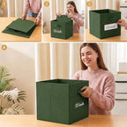 Storage Bins,13 Inch Cube Storage Bin with Labels,6pcs,Dark Green - Image 5