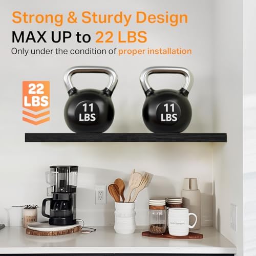 BAYKA Black Floating Shelves 22.5in, Set of 2, Wall Mounted for Wall Decor - Image 5