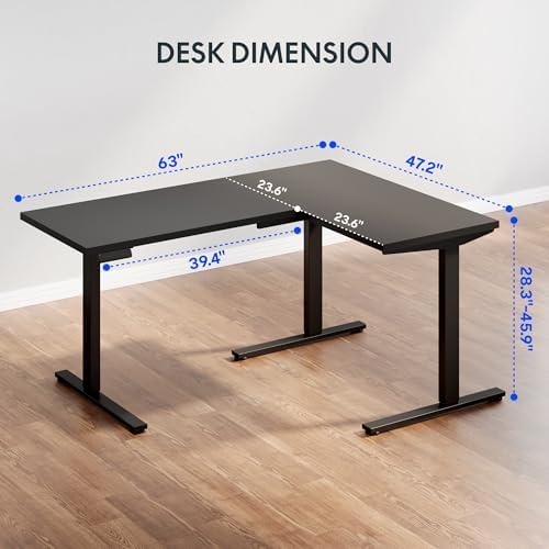 FLEXISPOT 63 x 48 Reversible L-Shaped Corner Standing Desk with Drawers - Image 3