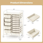 Giantex 15 Drawer Storage Cart, Rolling Craft Cart with Metal Tabletop & Pegboard, Mobile Utility Organizer Trolley with Locking Wheels, Home Office, Classroom, Teacher Supplies, Ivory - Image 3