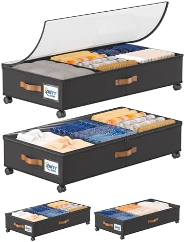 Under Bed Storage with Wheels 2 Pack, UnderBed Storage Clother Organizer by Unknown