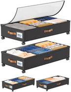 Under Bed Storage with Wheels 2 Pack, UnderBed Storage Clother Organizer by Unknown