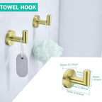 Towel Bar Set 4-Pieces Brushed Gold Bathroom Hardware Set, 18 Inch Stainless Steel Towel Rack Kit,Towel Rod Coat Hook and Toilet Paper Holder Wall Mounted Bathroom Accessories Set - Image 4