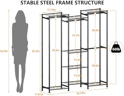 HOMIDEC Wardrobe Closet, 4 Hanging Spaces Portable Clothes Rack - Image 3