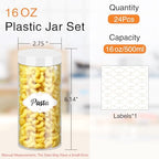 PeacePeo Plastic Jars with Lids 16 OZ, 24 Pack Clear Empty Jars - Image 2