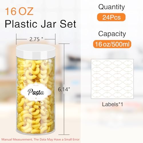PeacePeo Plastic Jars with Lids 16 OZ, 24 Pack Clear Empty Jars - Image 2