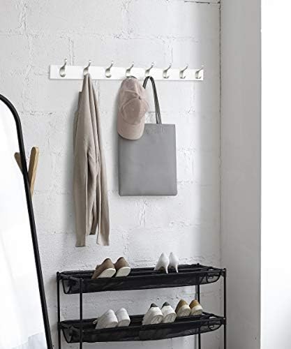 Amazon Basics Wall Mounted Modern Coat Rack for Entryway and Bedroom with Versatile Storage Hooks, Rectangular, 8-Hook, White - Image 5