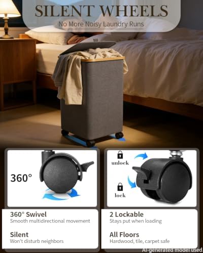 Laundry Basket with Wheels, 110L Large Rolling Laundry Hamper for Dorm - Image 4
