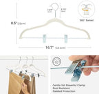 HOUSE DAY Velvet Skirt Hangers with Adjudtable Clips 30 Pack, Ivory - Image 2