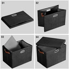 15" Fabric Storage Box with Lids, 3-Pack, Black - Image 6